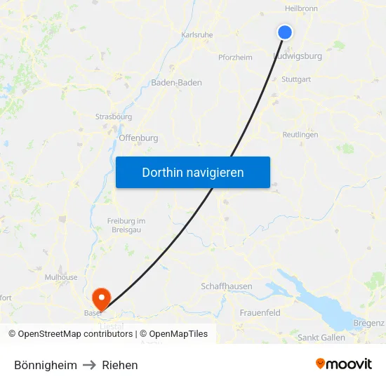 Bönnigheim to Riehen map