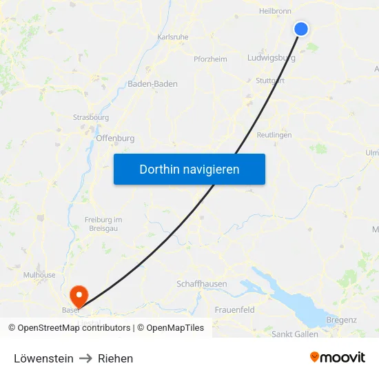 Löwenstein to Riehen map