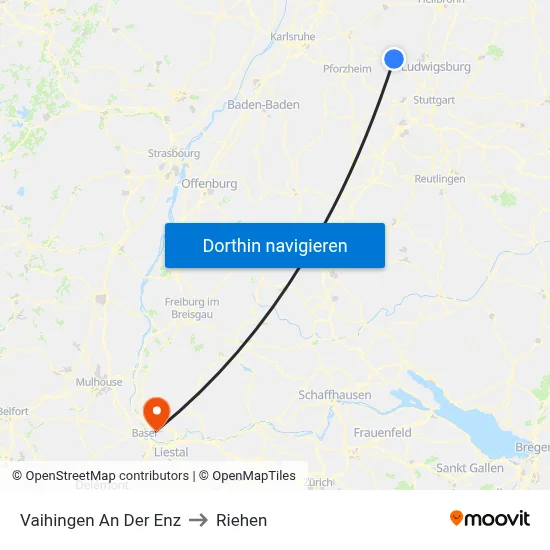 Vaihingen An Der Enz to Riehen map