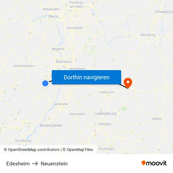 Edesheim to Neuenstein map