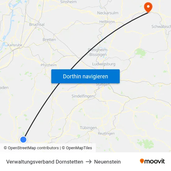 Verwaltungsverband Dornstetten to Neuenstein map