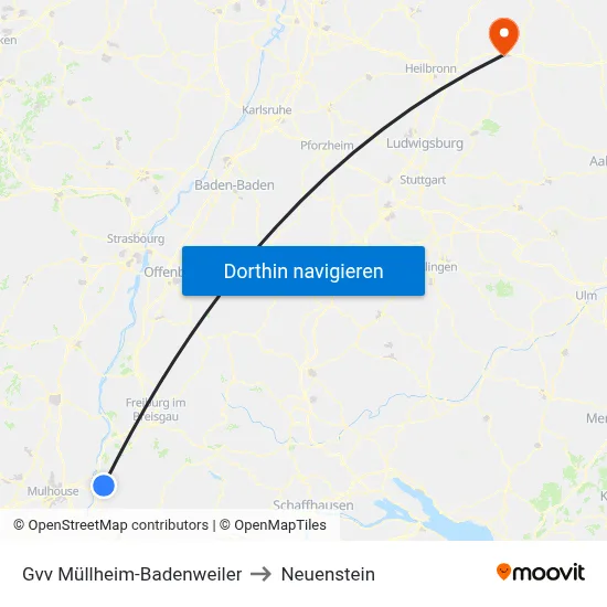 Gvv Müllheim-Badenweiler to Neuenstein map