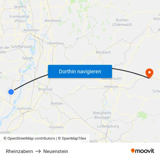 Rheinzabern to Neuenstein map