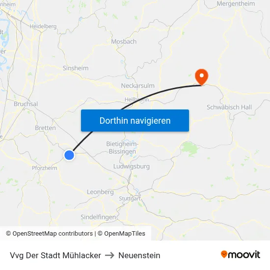Vvg Der Stadt Mühlacker to Neuenstein map