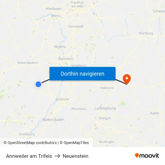Annweiler am Trifels to Neuenstein map