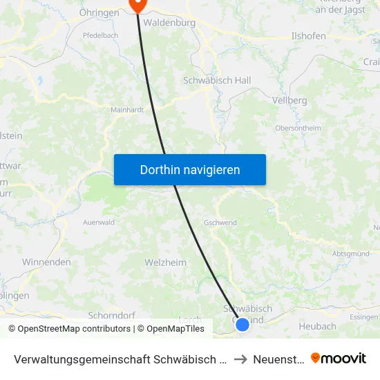 Verwaltungsgemeinschaft Schwäbisch Gmünd to Neuenstein map