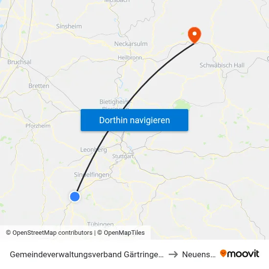 Gemeindeverwaltungsverband Gärtringen/Ehningen to Neuenstein map