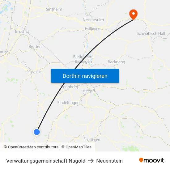 Verwaltungsgemeinschaft Nagold to Neuenstein map