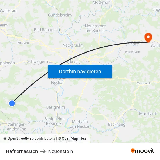 Häfnerhaslach to Neuenstein map