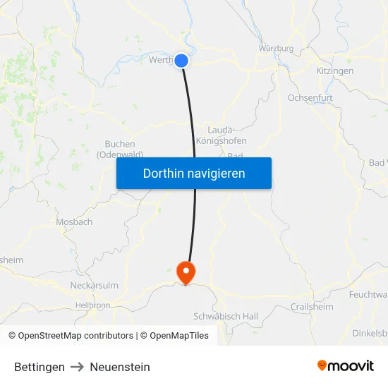 Bettingen to Neuenstein map