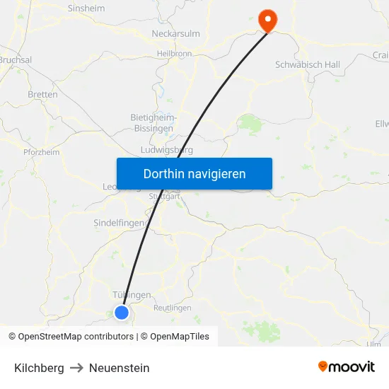 Kilchberg to Neuenstein map