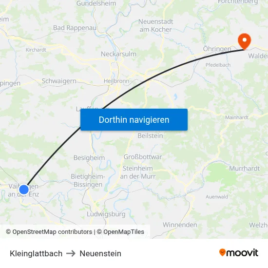Kleinglattbach to Neuenstein map