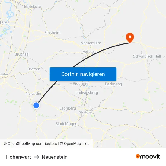 Hohenwart to Neuenstein map
