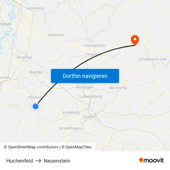 Huchenfeld to Neuenstein map