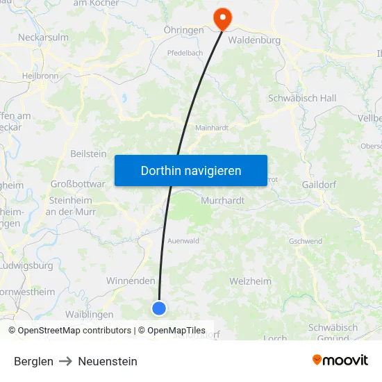 Berglen to Neuenstein map