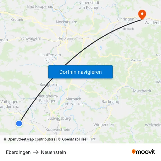 Eberdingen to Neuenstein map