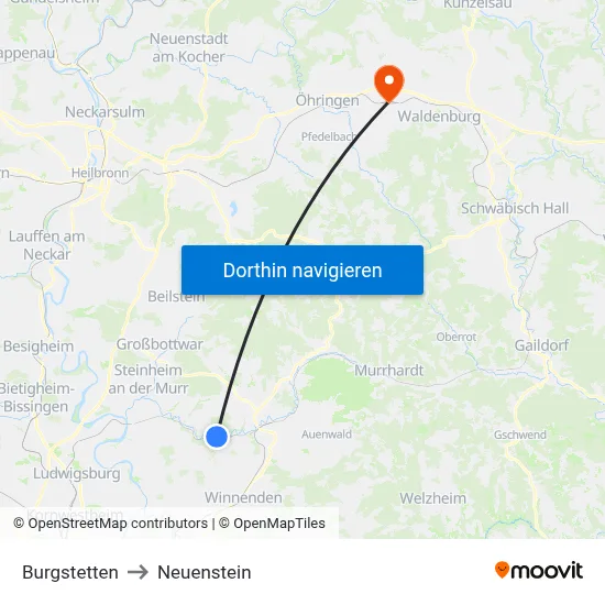 Burgstetten to Neuenstein map
