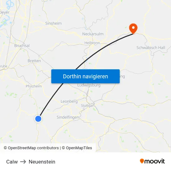 Calw to Neuenstein map