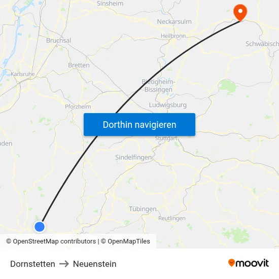 Dornstetten to Neuenstein map