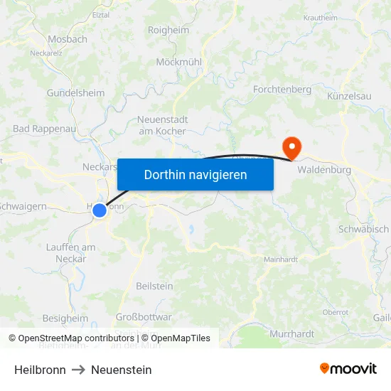 Heilbronn to Neuenstein map