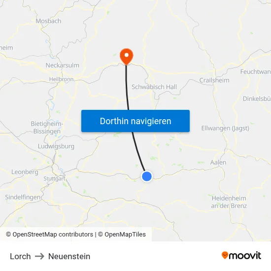Lorch to Neuenstein map