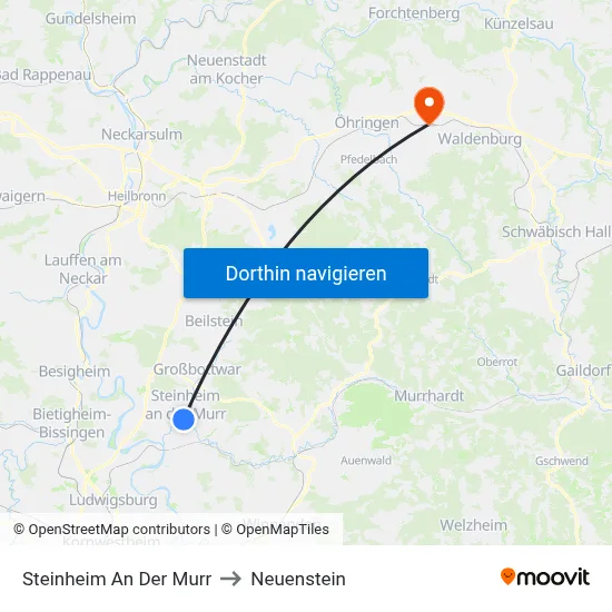 Steinheim An Der Murr to Neuenstein map