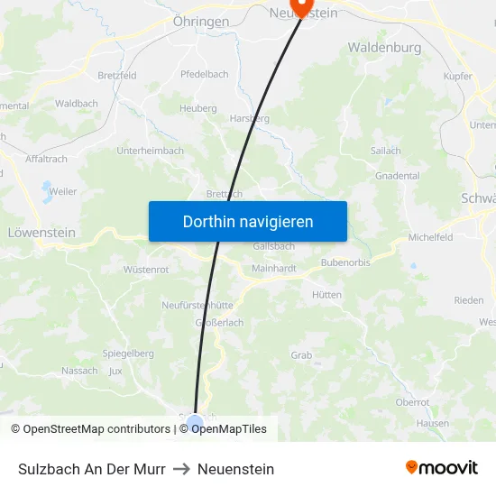 Sulzbach An Der Murr to Neuenstein map