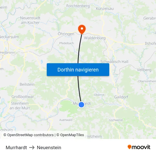 Murrhardt to Neuenstein map