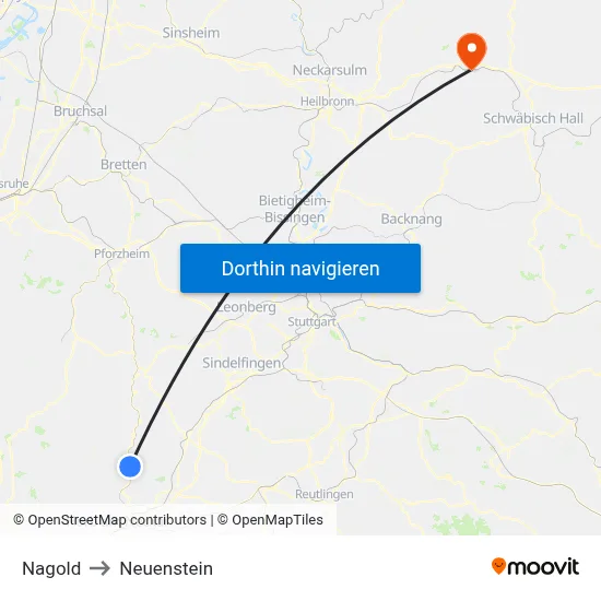 Nagold to Neuenstein map