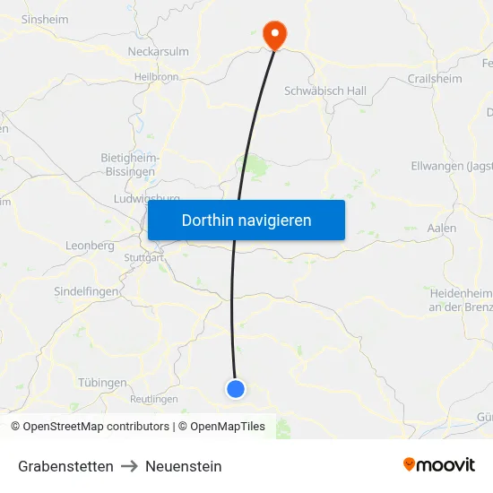 Grabenstetten to Neuenstein map