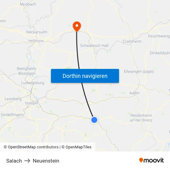 Salach to Neuenstein map