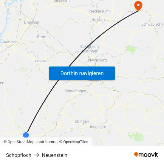 Schopfloch to Neuenstein map