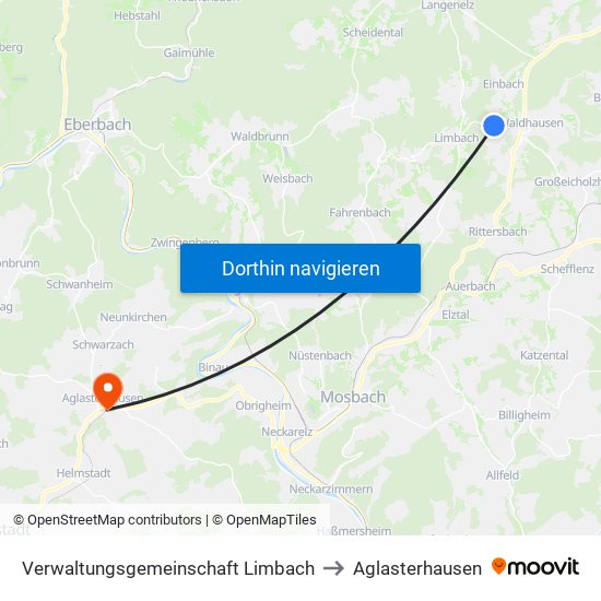 Verwaltungsgemeinschaft Limbach to Aglasterhausen map
