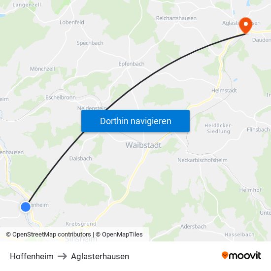 Hoffenheim to Aglasterhausen map