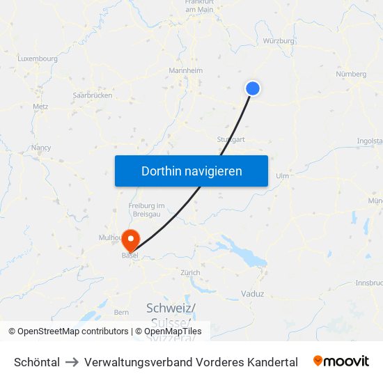 Schöntal to Verwaltungsverband Vorderes Kandertal map