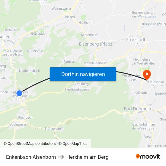 Enkenbach-Alsenborn to Herxheim am Berg map