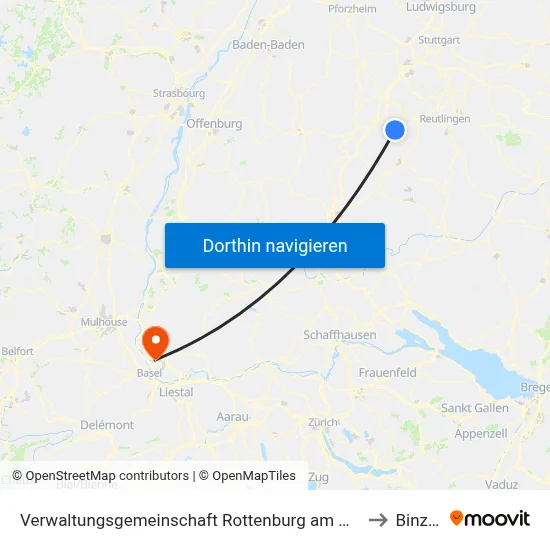 Verwaltungsgemeinschaft Rottenburg am Neckar to Binzen map