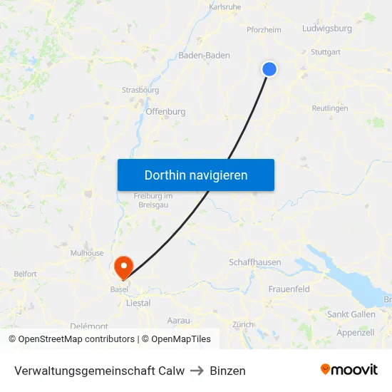 Verwaltungsgemeinschaft Calw to Binzen map