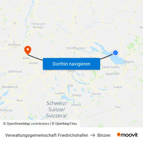 Verwaltungsgemeinschaft Friedrichshafen to Binzen map