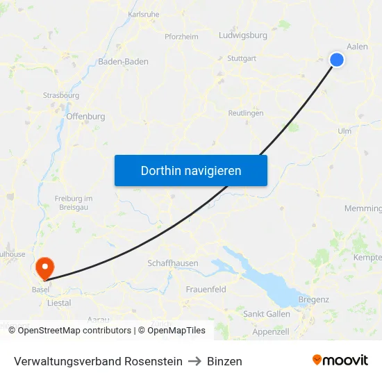 Verwaltungsverband Rosenstein to Binzen map