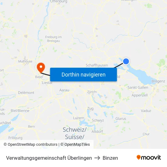 Verwaltungsgemeinschaft Überlingen to Binzen map
