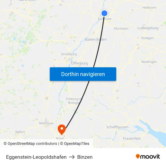 Eggenstein-Leopoldshafen to Binzen map