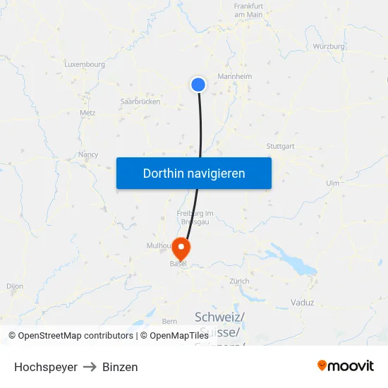 Hochspeyer to Binzen map