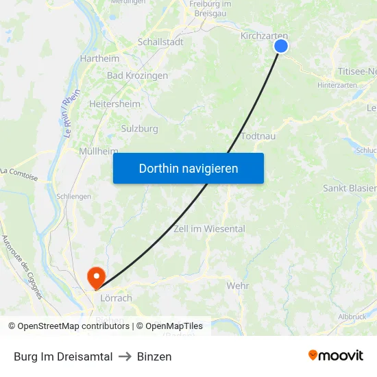Burg Im Dreisamtal to Binzen map