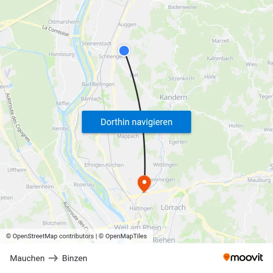 Mauchen to Binzen map