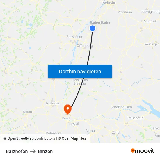 Balzhofen to Binzen map