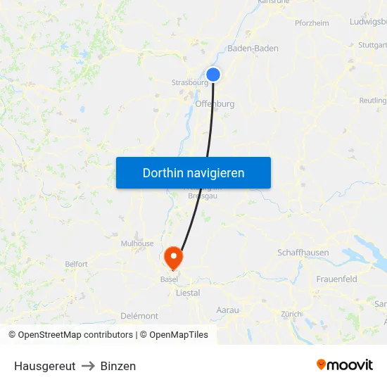 Hausgereut to Binzen map