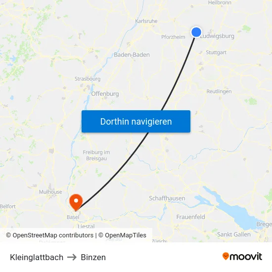 Kleinglattbach to Binzen map
