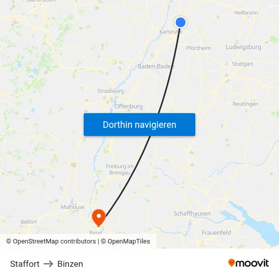 Staffort to Binzen map