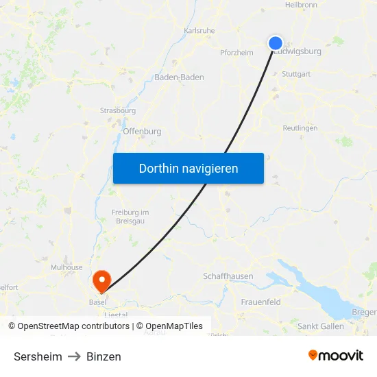 Sersheim to Binzen map